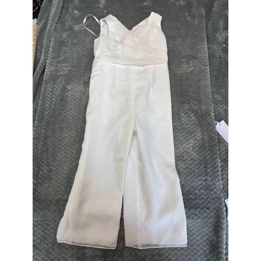 David's Bridal girls Siobhan Jumpsuits Soft White Formal Wedding Flower Girl 5/6